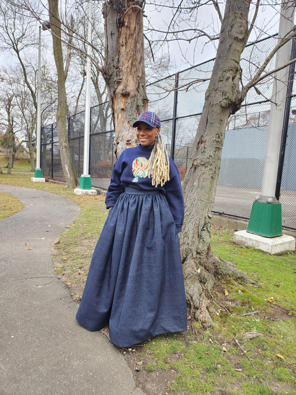 High Waist Indigo Blue Denim Belle Maxi Skirt