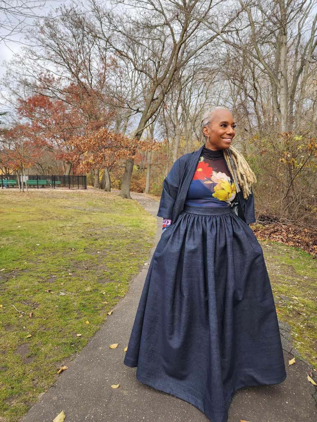High Waist Indigo Blue Denim Belle Maxi Skirt