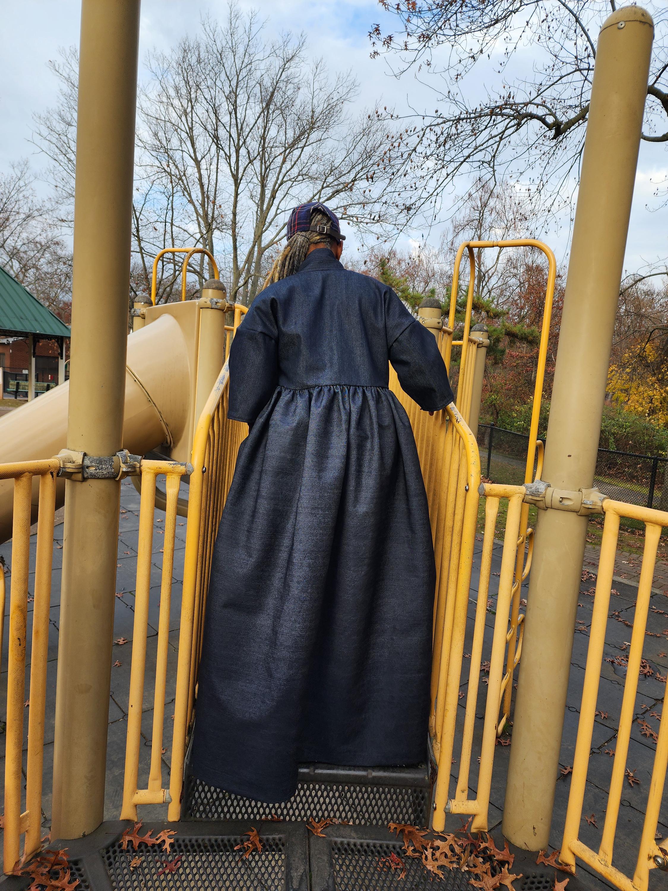 Indigo Blue Denim Harusi Kimono: Maxi Duster Coat