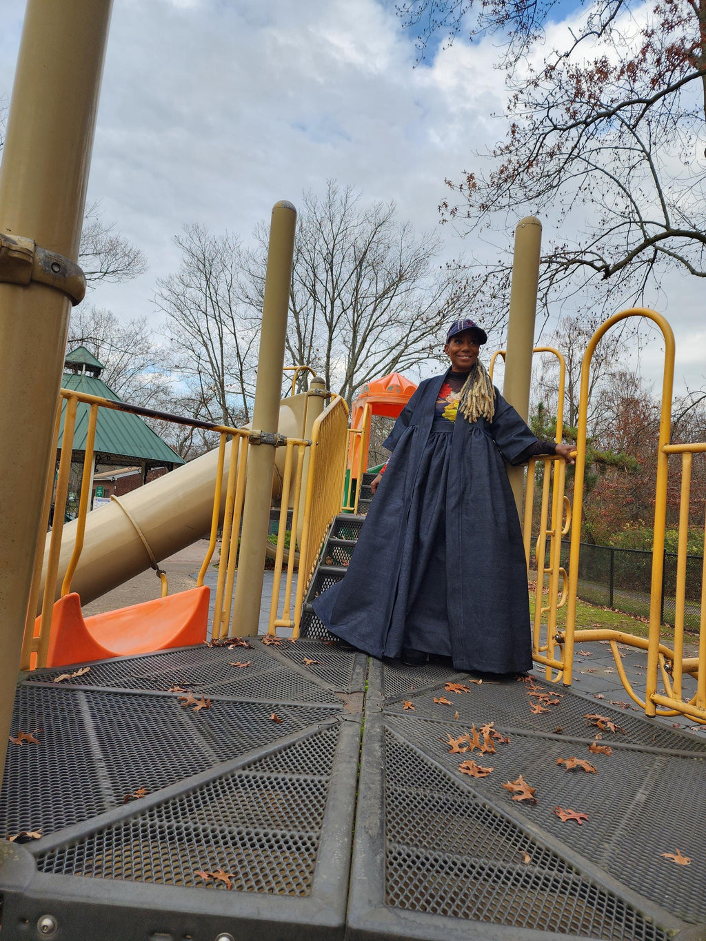 Indigo Blue Denim Harusi Kimono: Maxi Duster Coat