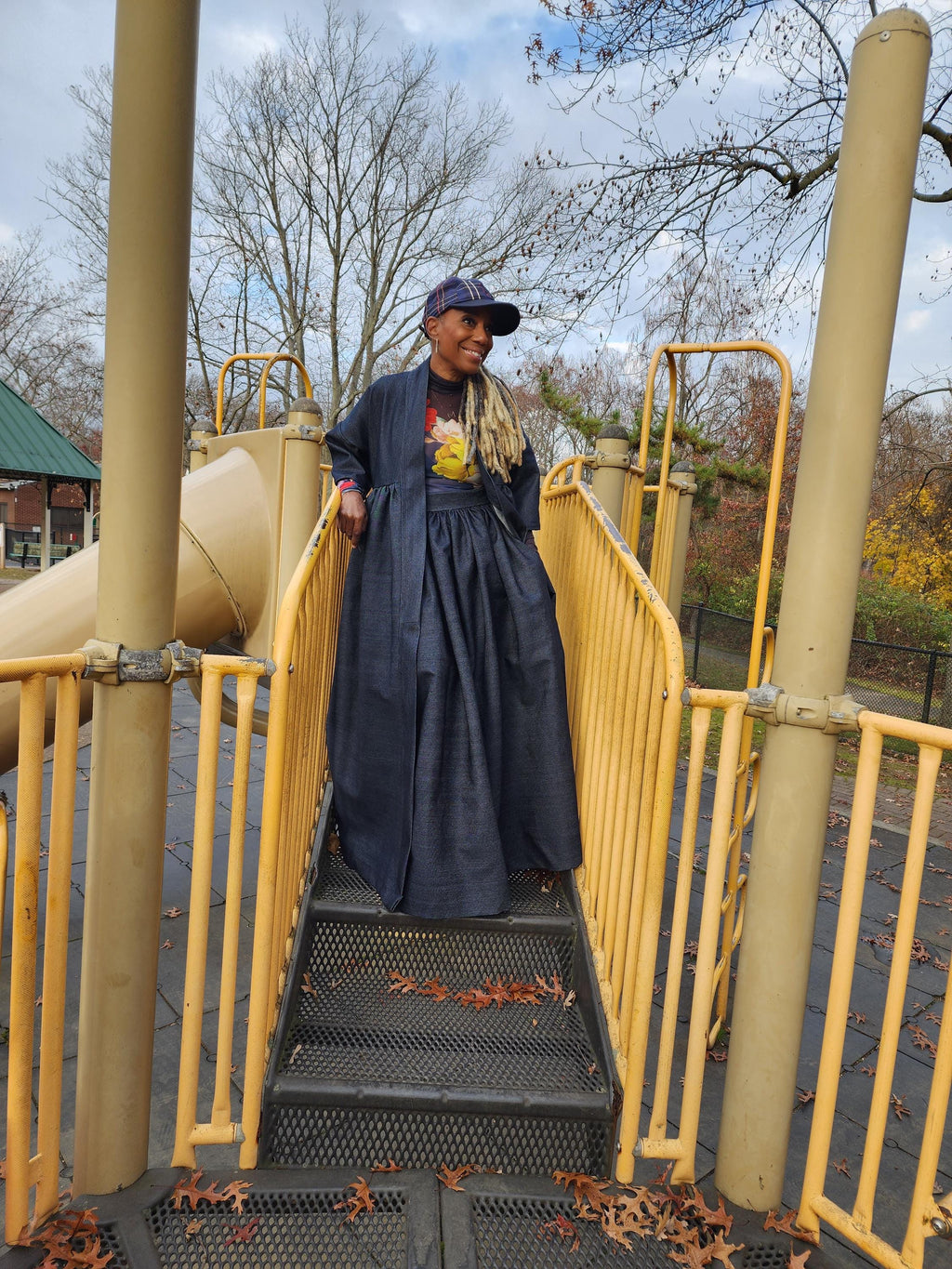 Indigo Blue Denim Harusi Kimono: Maxi Duster Coat