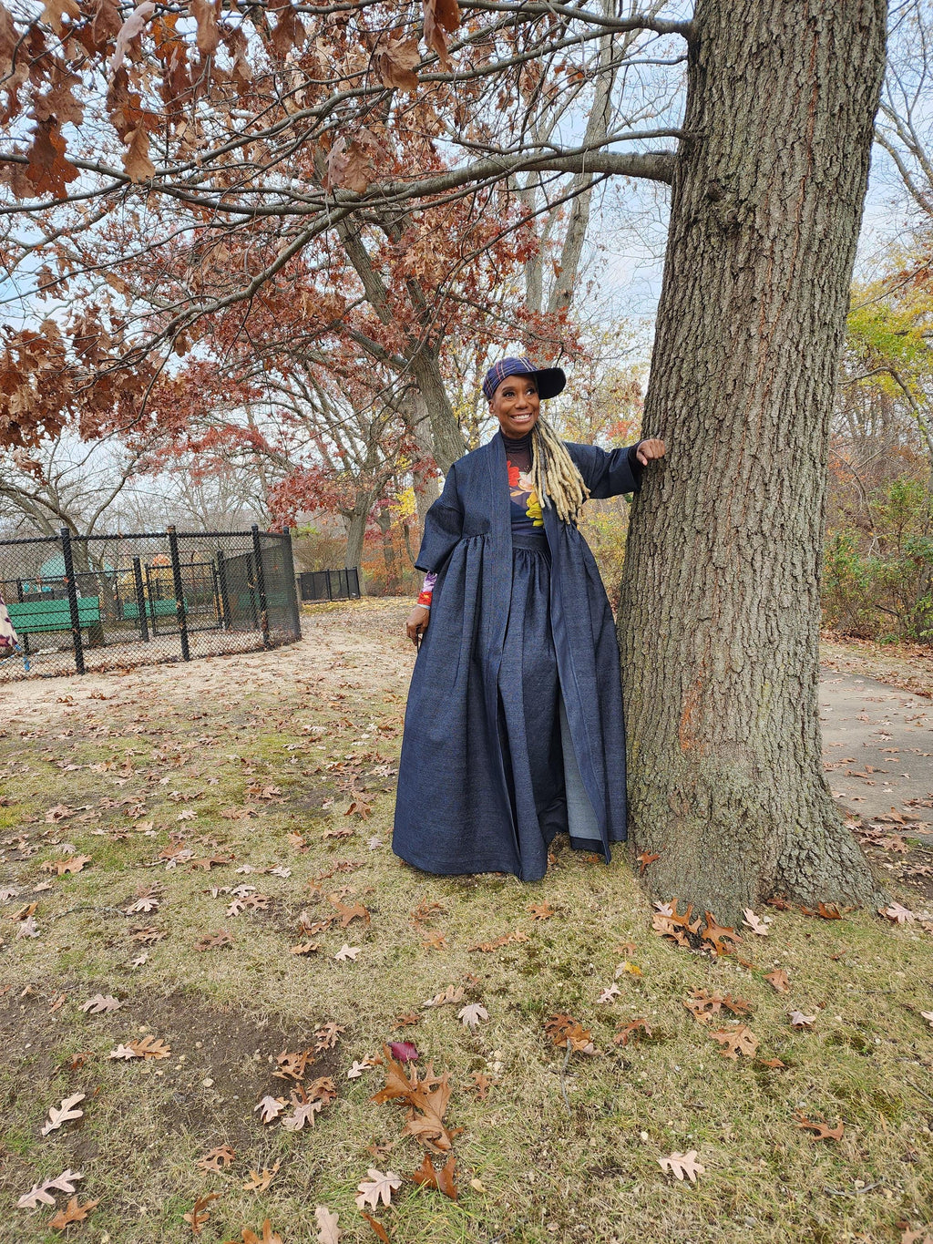 Indigo Blue Denim Harusi Kimono: Maxi Duster Coat