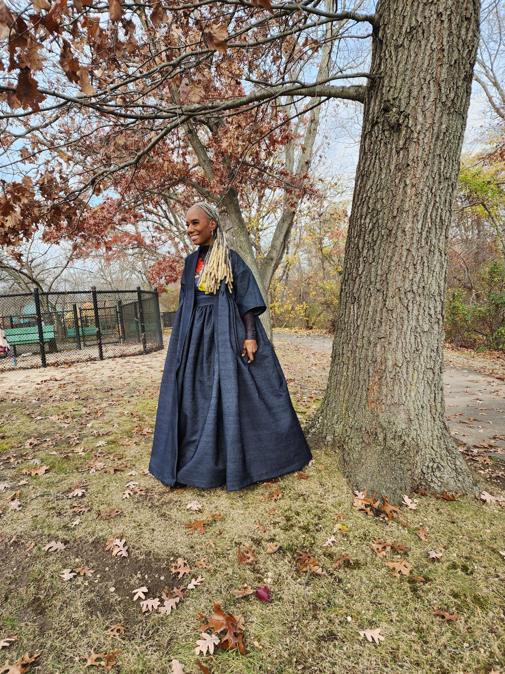 Indigo Blue Denim Harusi Kimono: Maxi Duster Coat