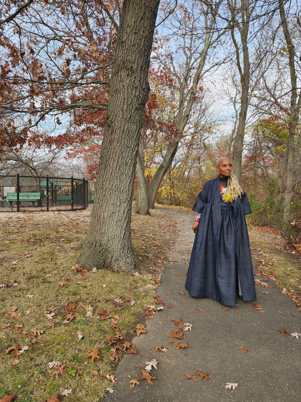 Indigo Blue Denim Harusi Kimono: Maxi Duster Coat