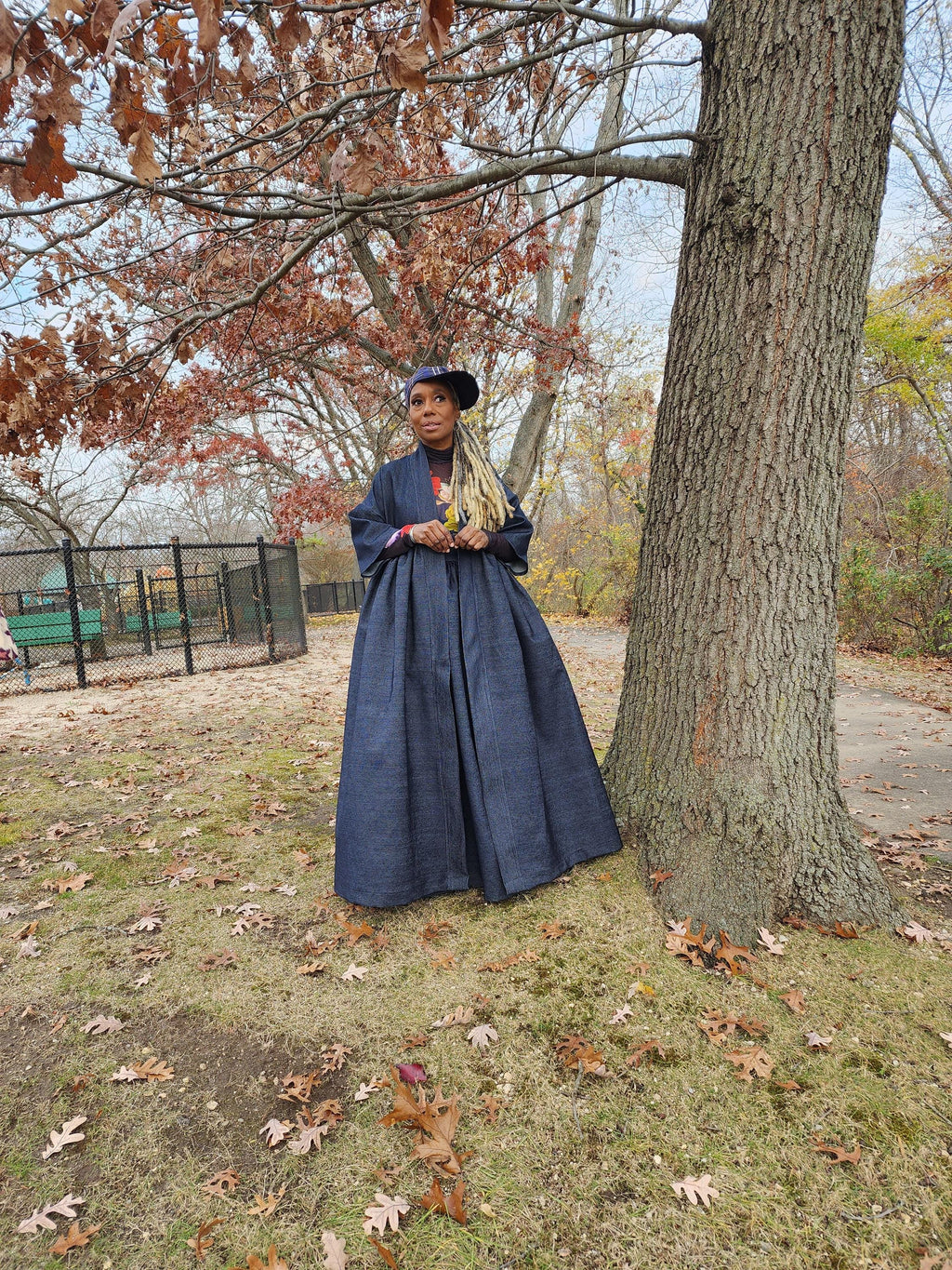Indigo Blue Denim Harusi Kimono: Maxi Duster Coat