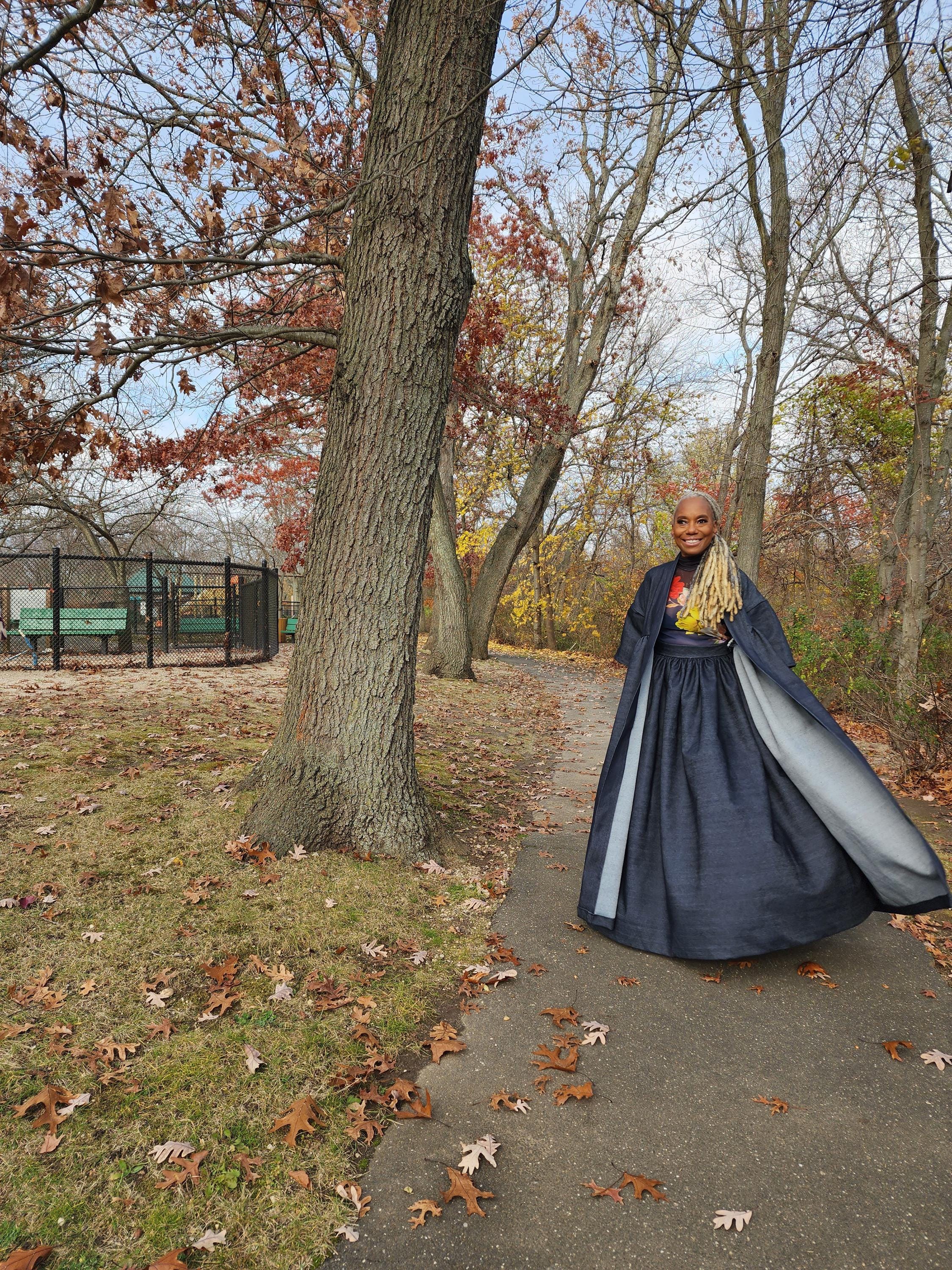 Indigo Blue Denim Harusi Kimono: Maxi Duster Coat