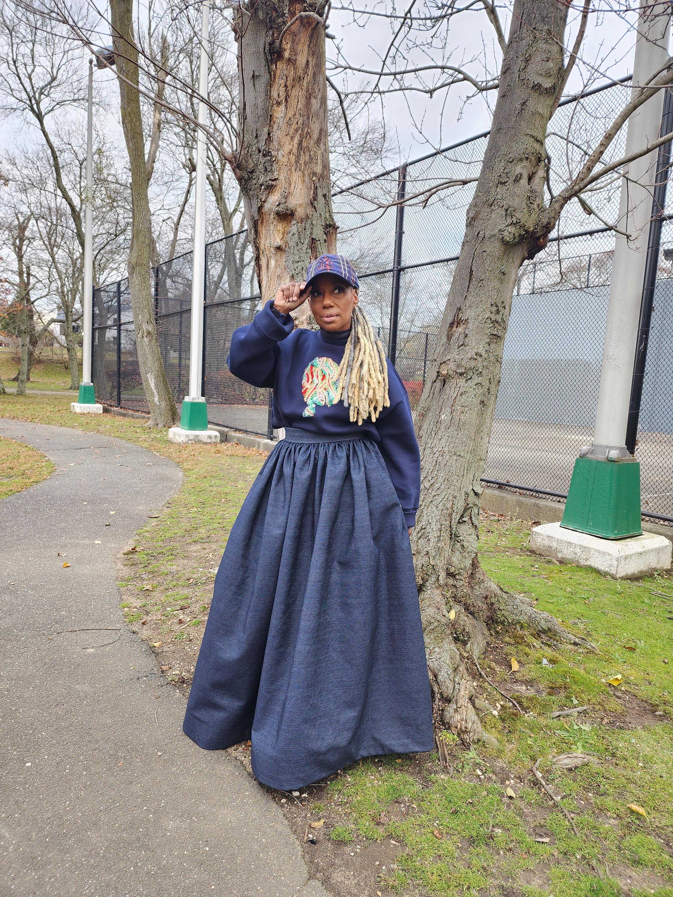 High Waist Indigo Blue Denim Belle Maxi Skirt