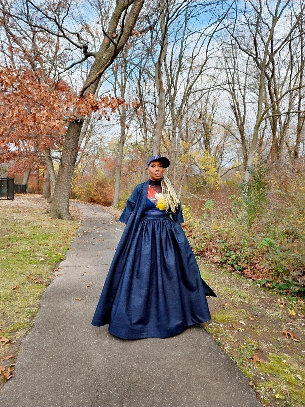 High Waist Indigo Blue Denim Belle Maxi Skirt
