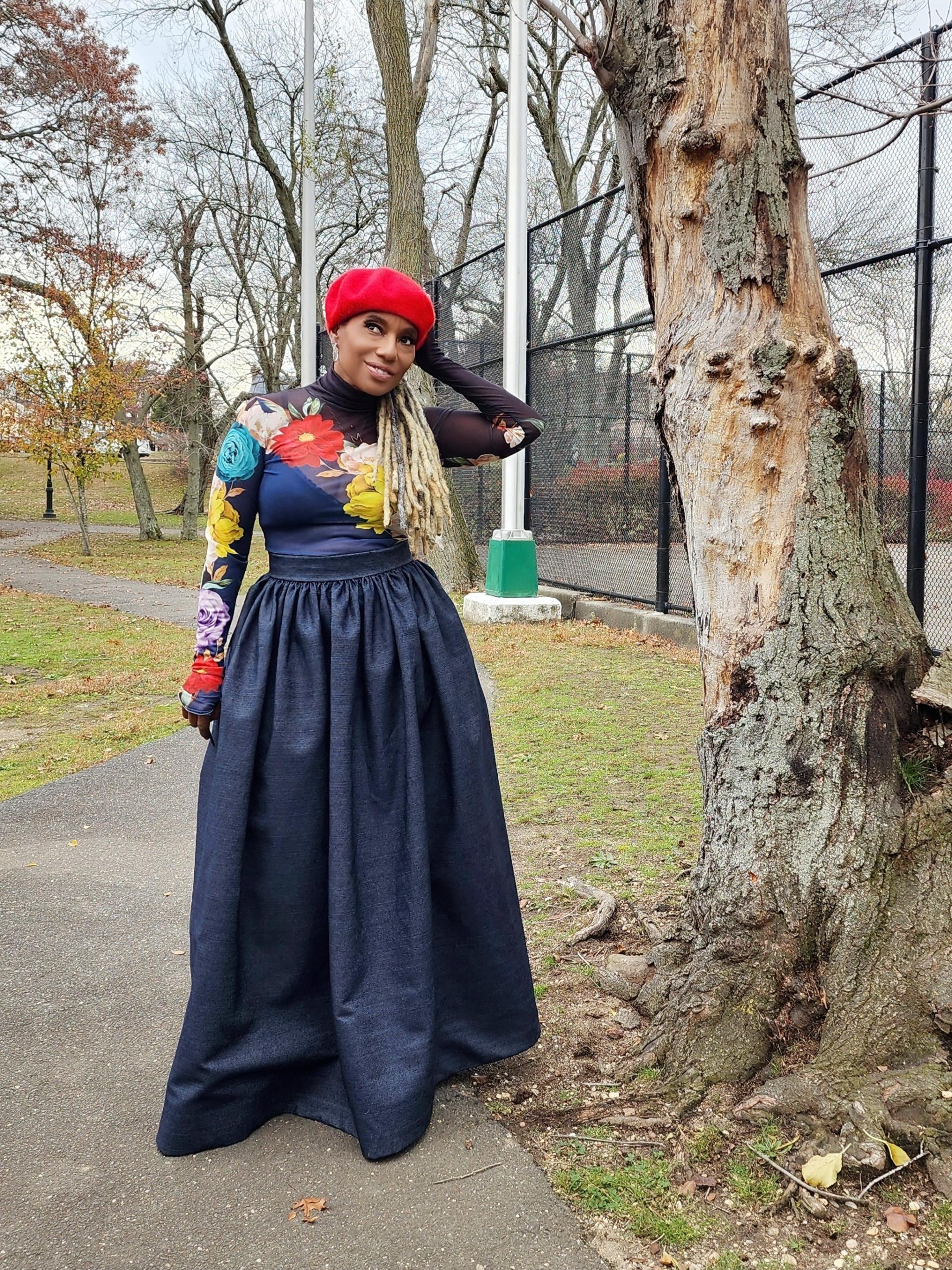 High Waist Indigo Blue Denim Belle Maxi Skirt