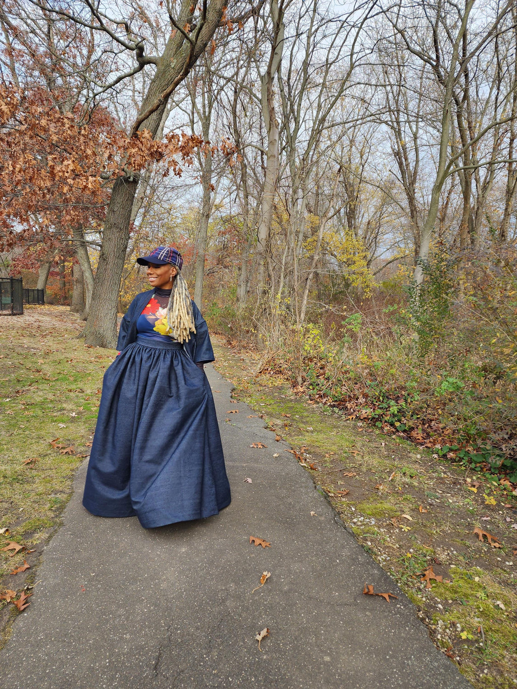 High Waist Indigo Blue Denim Belle Maxi Skirt