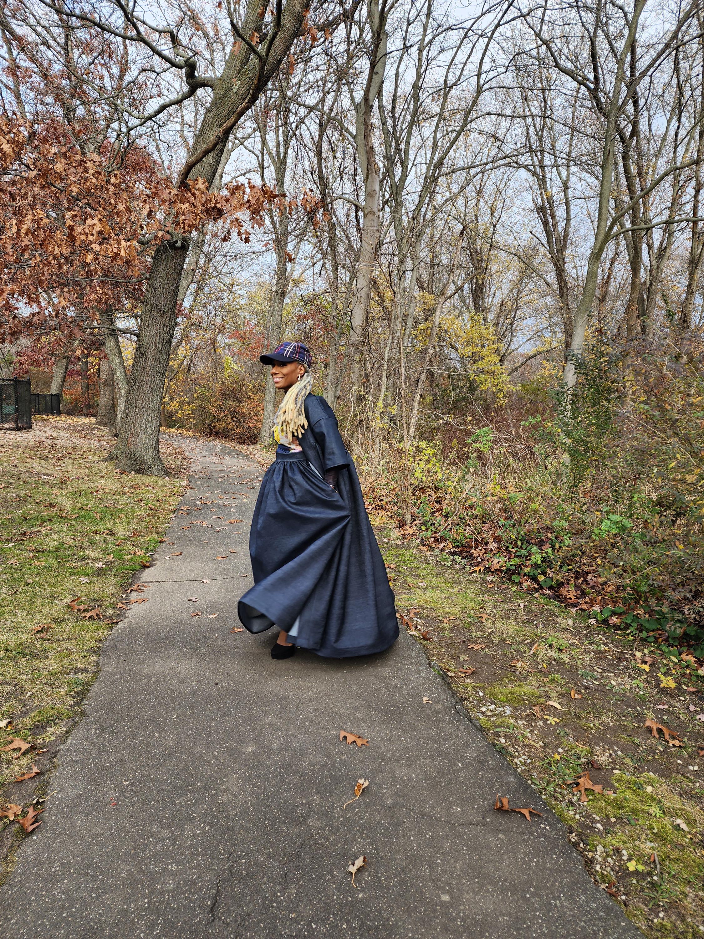 High Waist Indigo Blue Denim Belle Maxi Skirt