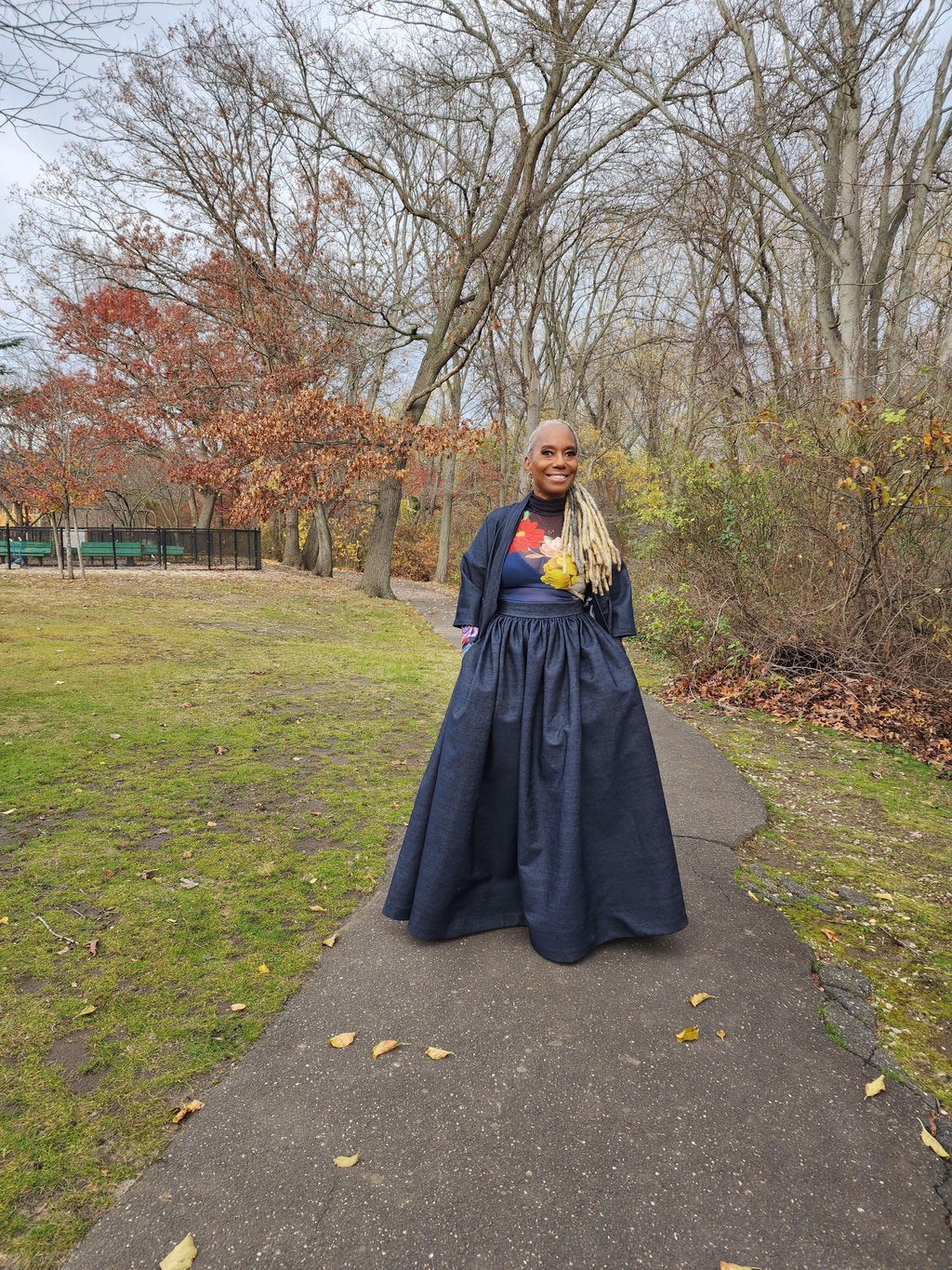 High Waist Indigo Blue Denim Belle Maxi Skirt