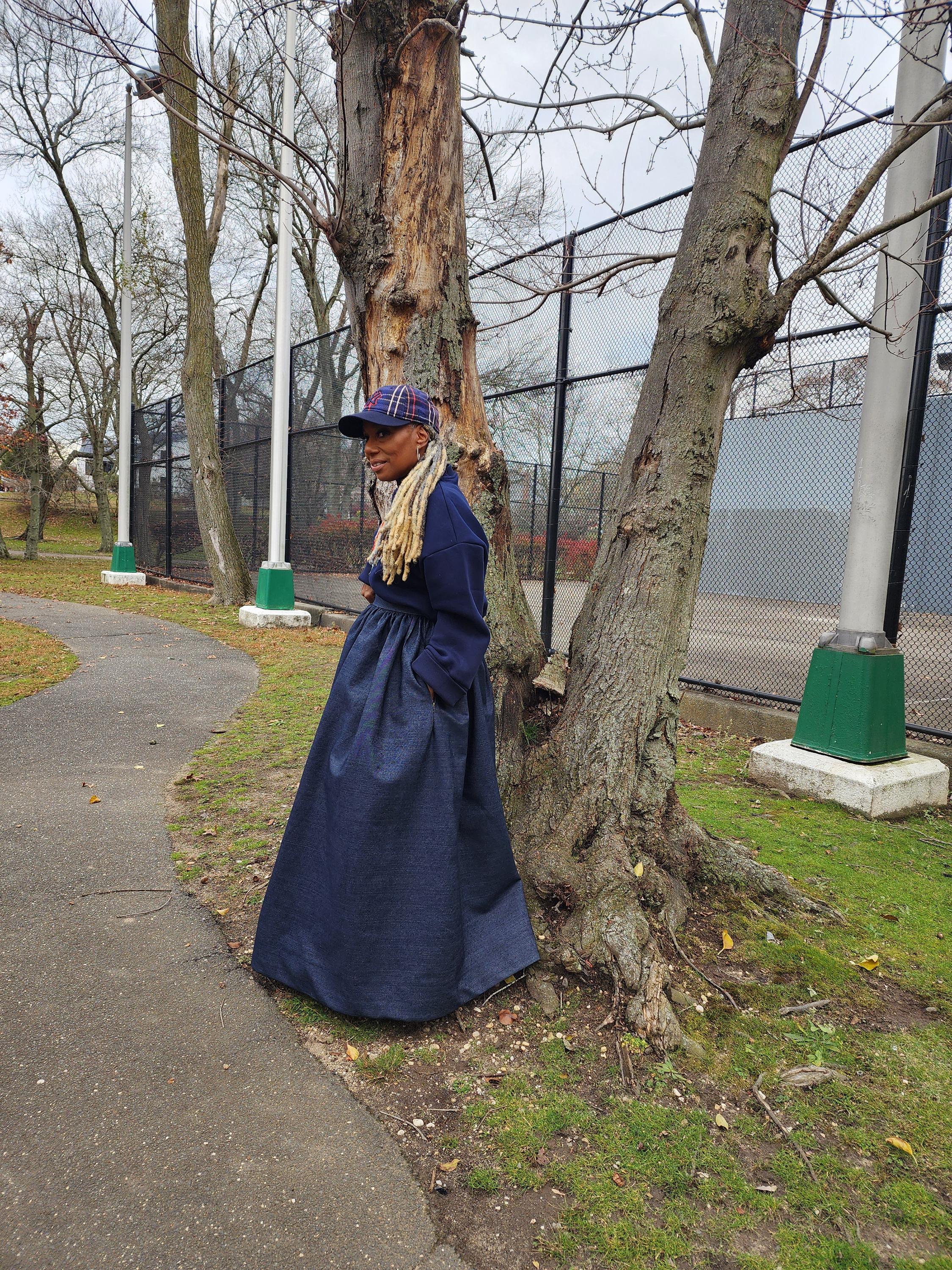 High Waist Indigo Blue Denim Belle Maxi Skirt