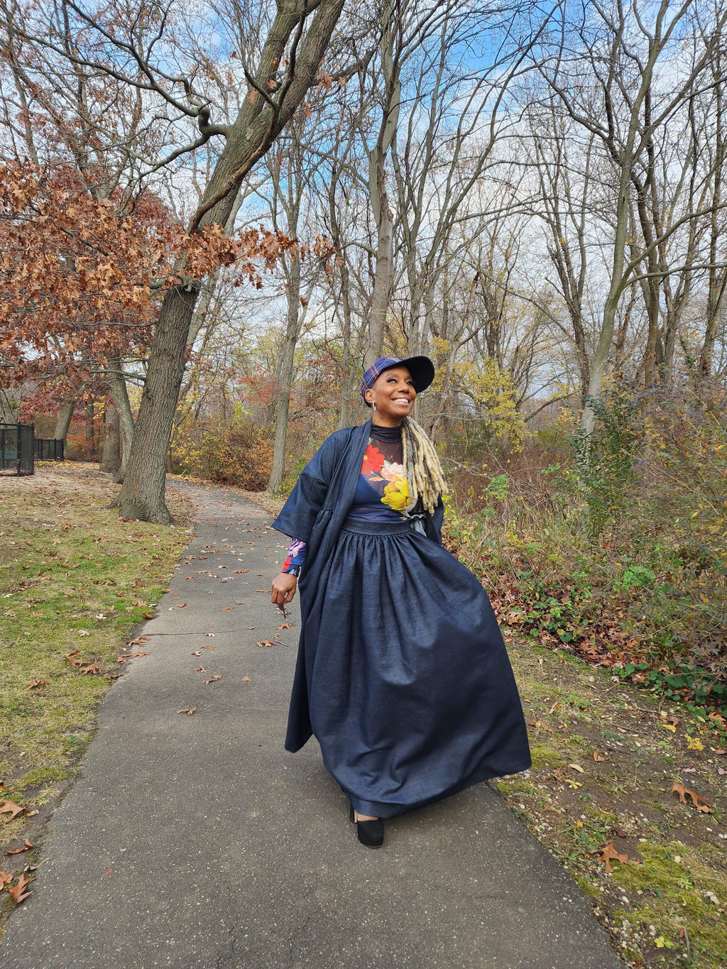 High Waist Indigo Blue Denim Belle Maxi Skirt