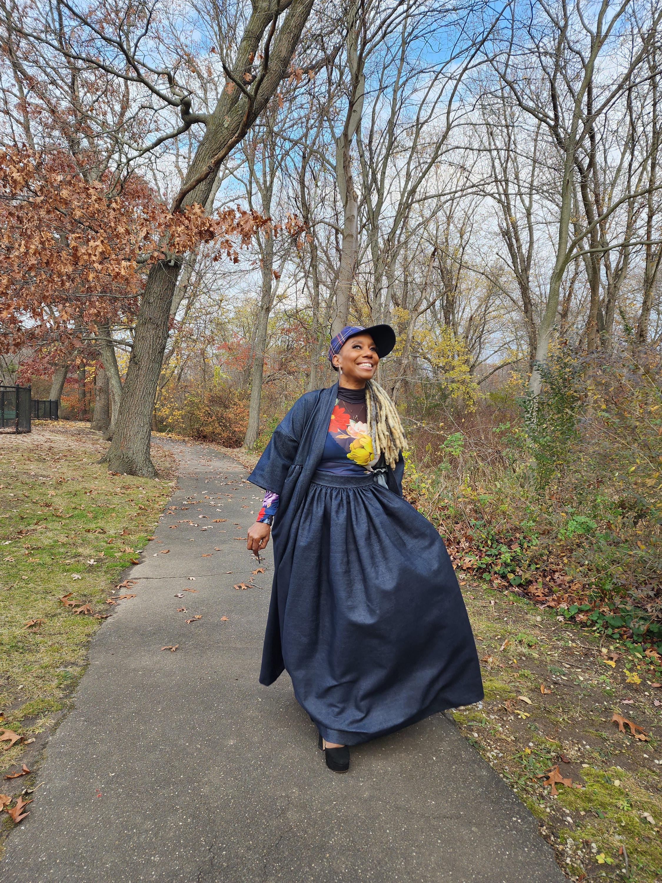 High Waist Indigo Blue Denim Belle Maxi Skirt