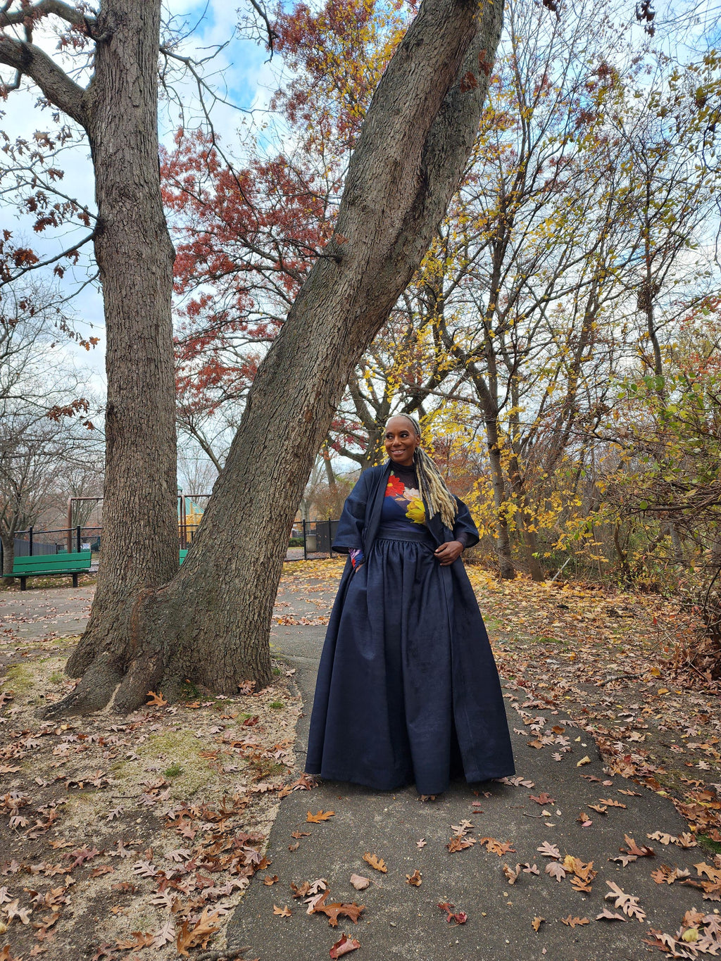 Indigo Blue Denim Harusi Kimono: Maxi Duster Coat