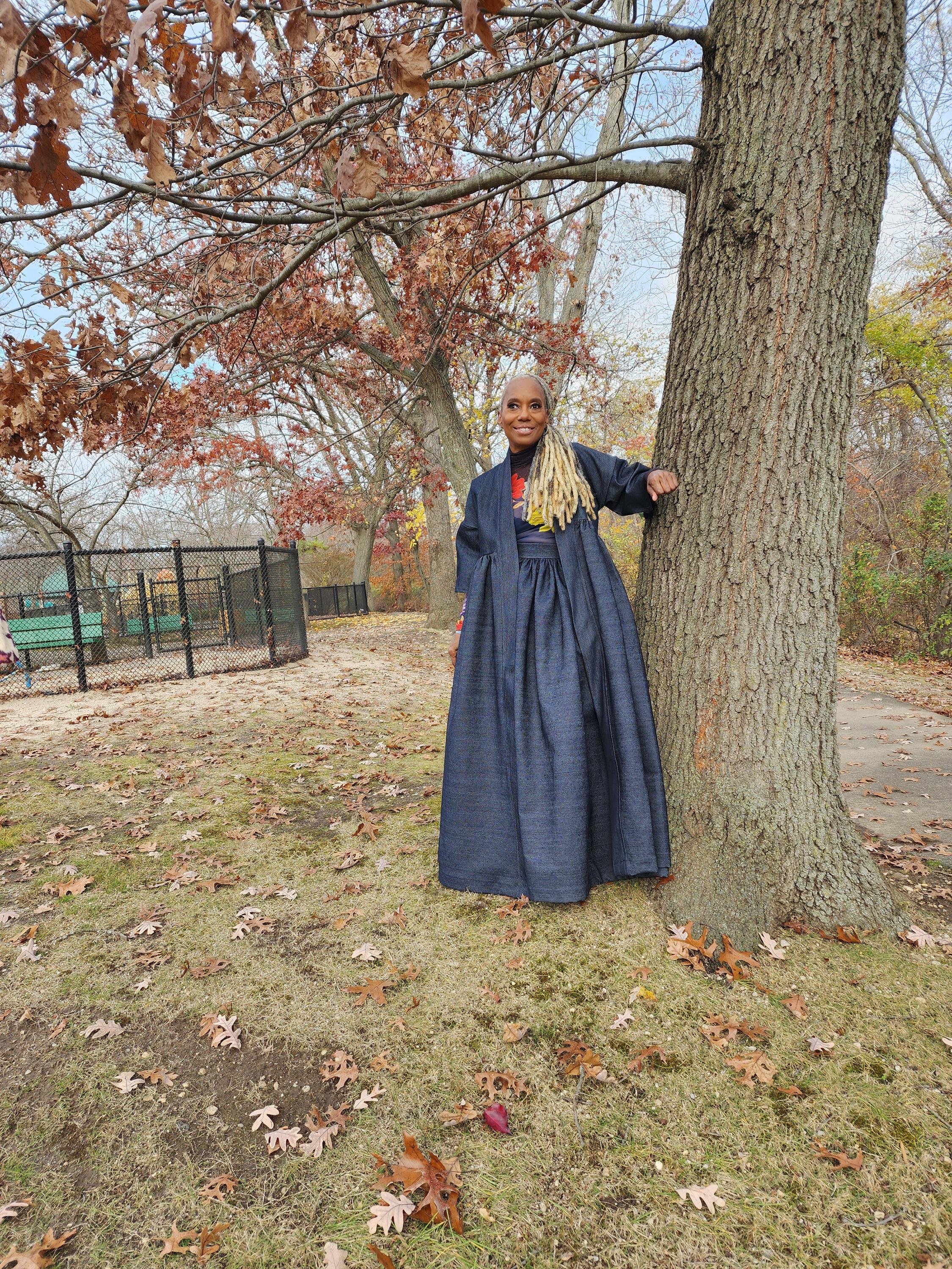 Indigo Blue Denim Harusi Kimono: Maxi Duster Coat