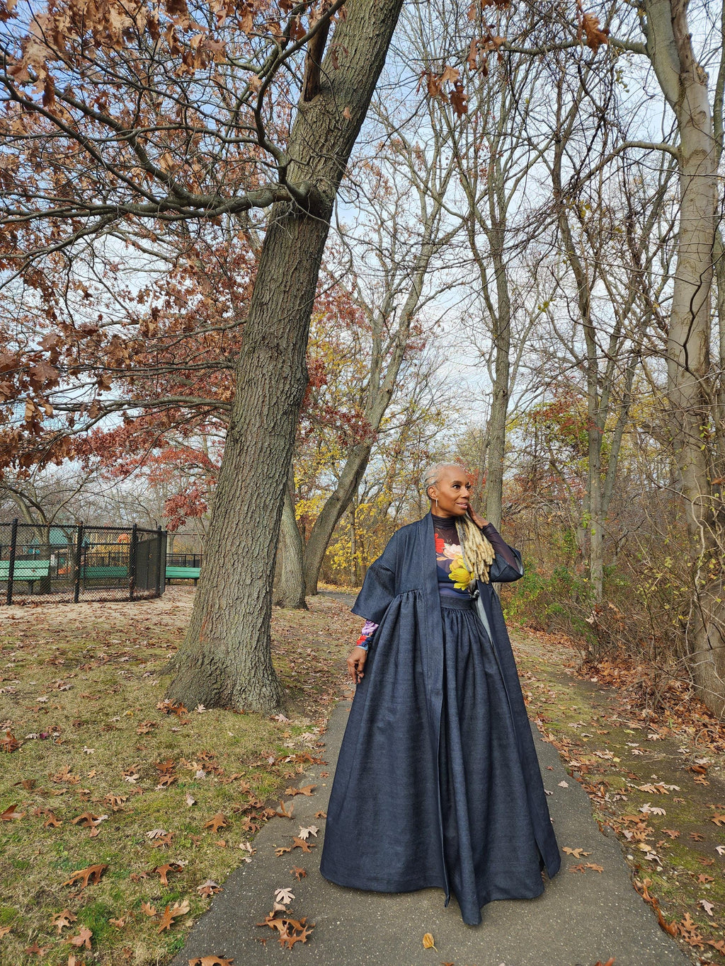 Indigo Blue Denim Harusi Kimono: Maxi Duster Coat