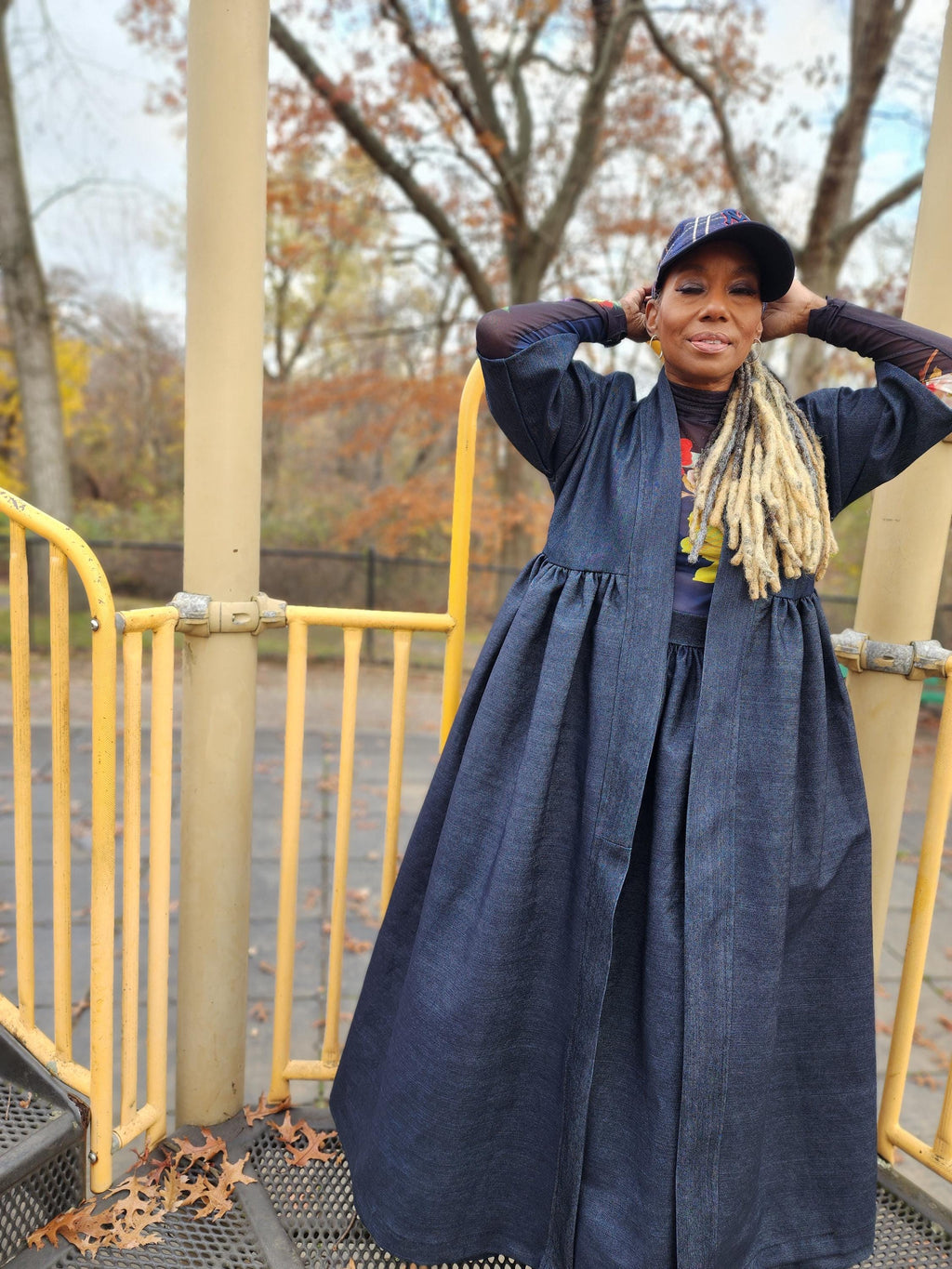 Indigo Blue Denim Harusi Kimono: Maxi Duster Coat