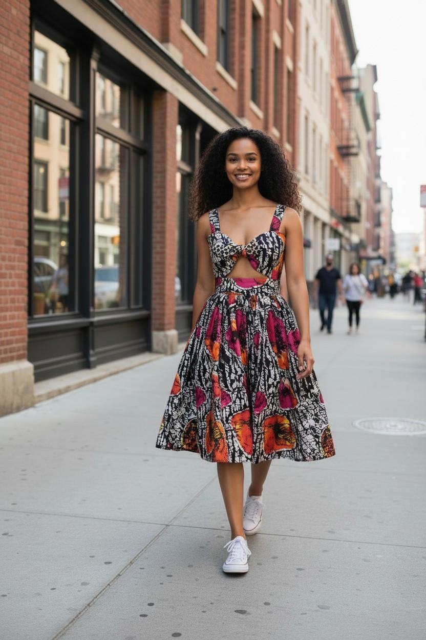 Floral Skirt Set: Boho Bandeau Crop Top, High-Waist Skirt