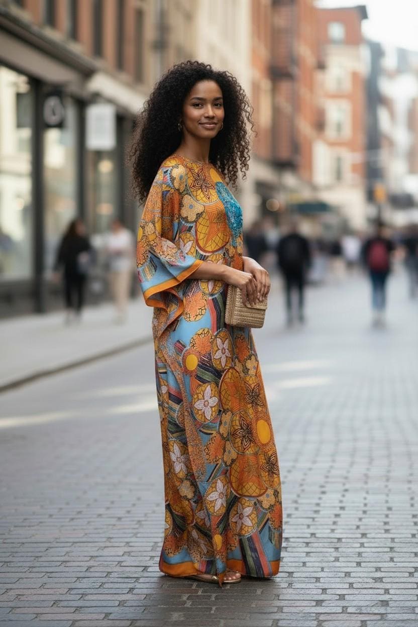 LiLiGirl Sequin Kaftan Dress – Flowy Vacation Maxi Dress, One Size Fits Most