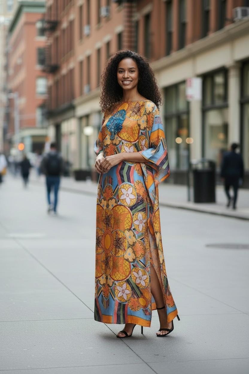 LiLiGirl Sequin Kaftan Dress – Flowy Vacation Maxi Dress, One Size Fits Most