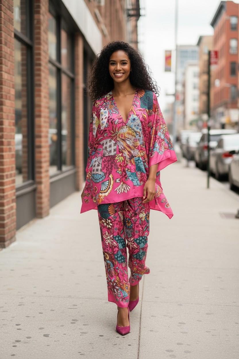 LiiLiiGiirl Sequin Afro-Girl Kaftan Tunic Top with Pants & Scarf