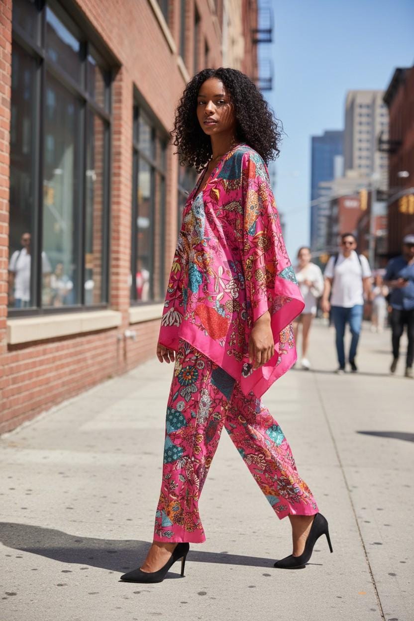LiiLiiGiirl Sequin Afro-Girl Kaftan Tunic Top with Pants & Scarf