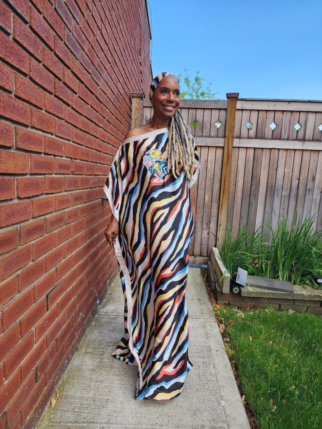 Sequin Afro-Girl Kaftan Dress and Scarf – Luxury Vacation Gift, One Size Fits Most  Dress