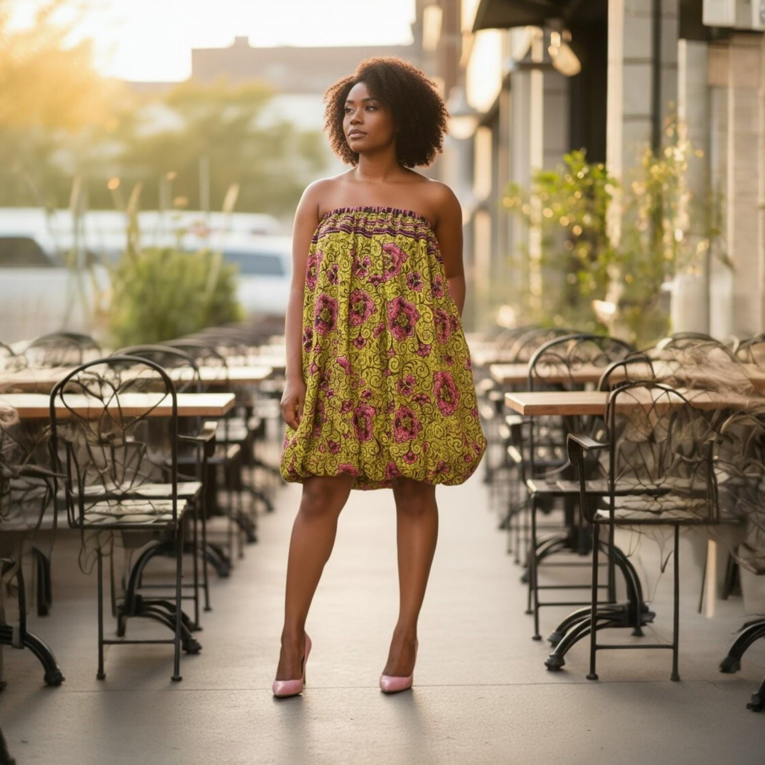 Elegant Kiputo African Print Cotton Bubble Dress or Skirt for Festivals and Weddings