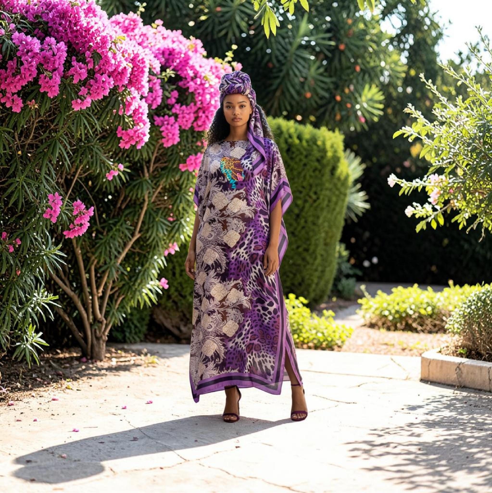 Sequin LiLiGirl Kaftan Dress and Scarf – Luxury Vacation Gift, One Size Fits Most  Dress