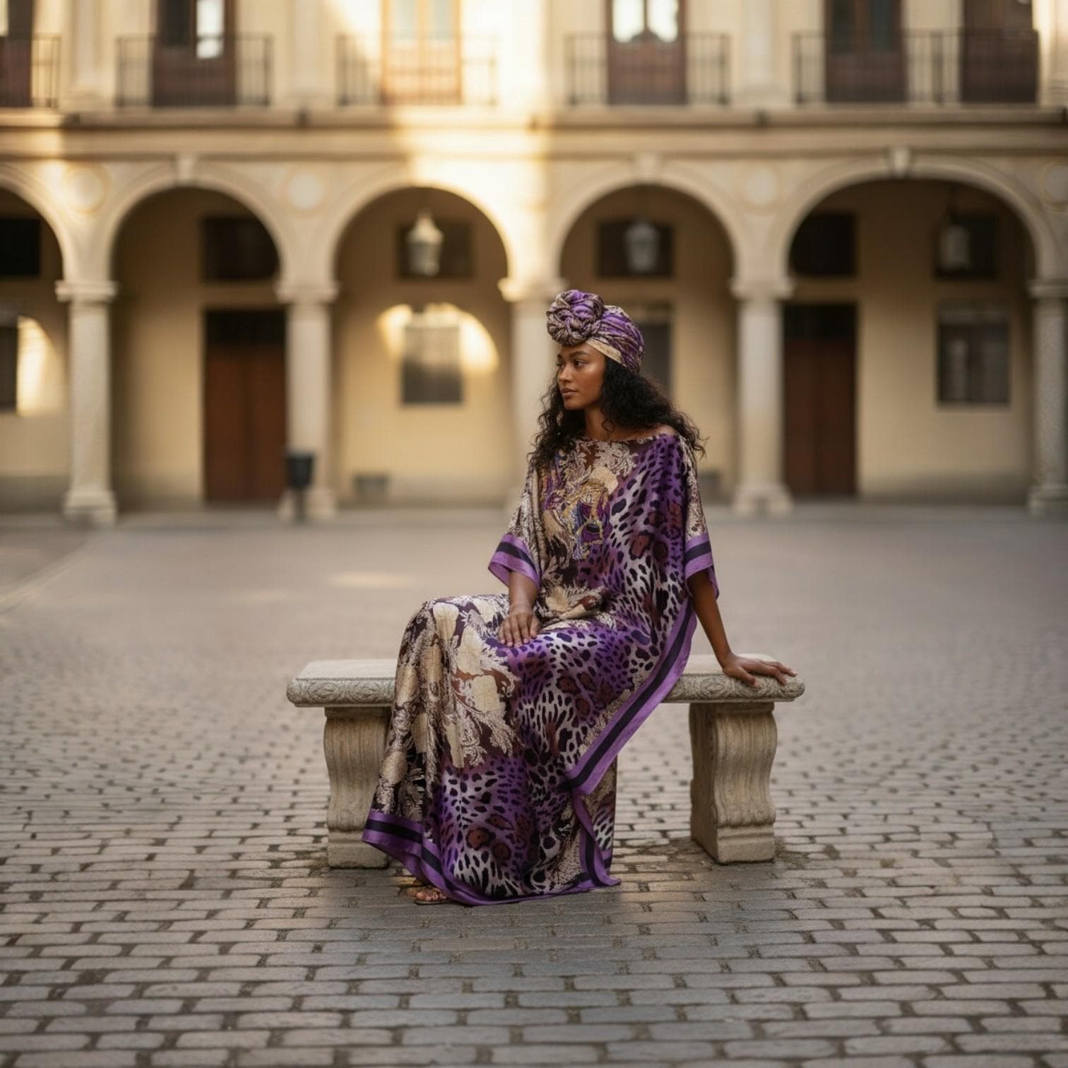 Sequin LiLiGirl Kaftan Dress and Scarf – Luxury Vacation Gift, One Size Fits Most  Dress