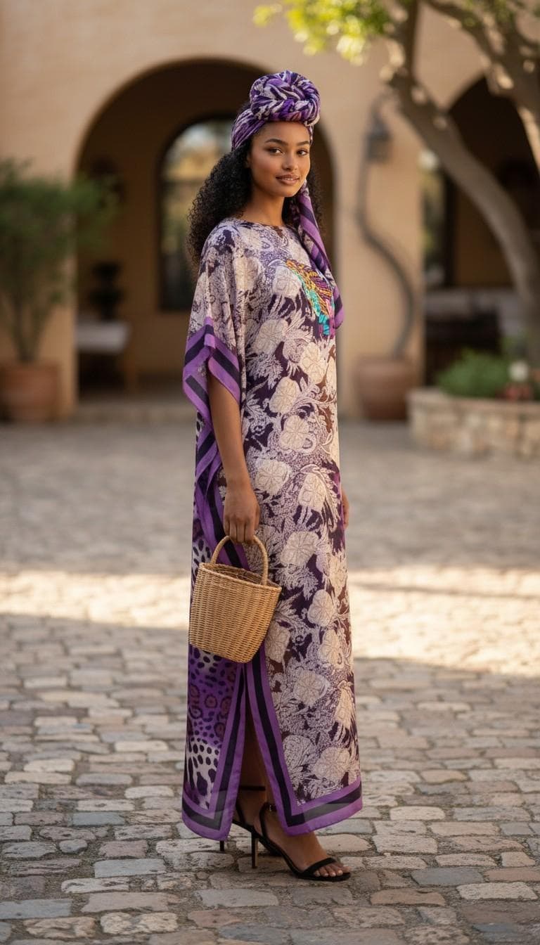 Sequin LiLiGirl Kaftan Dress and Scarf – Luxury Vacation Gift, One Size Fits Most Dress One Size Fits Most / Top Dress to hem 56