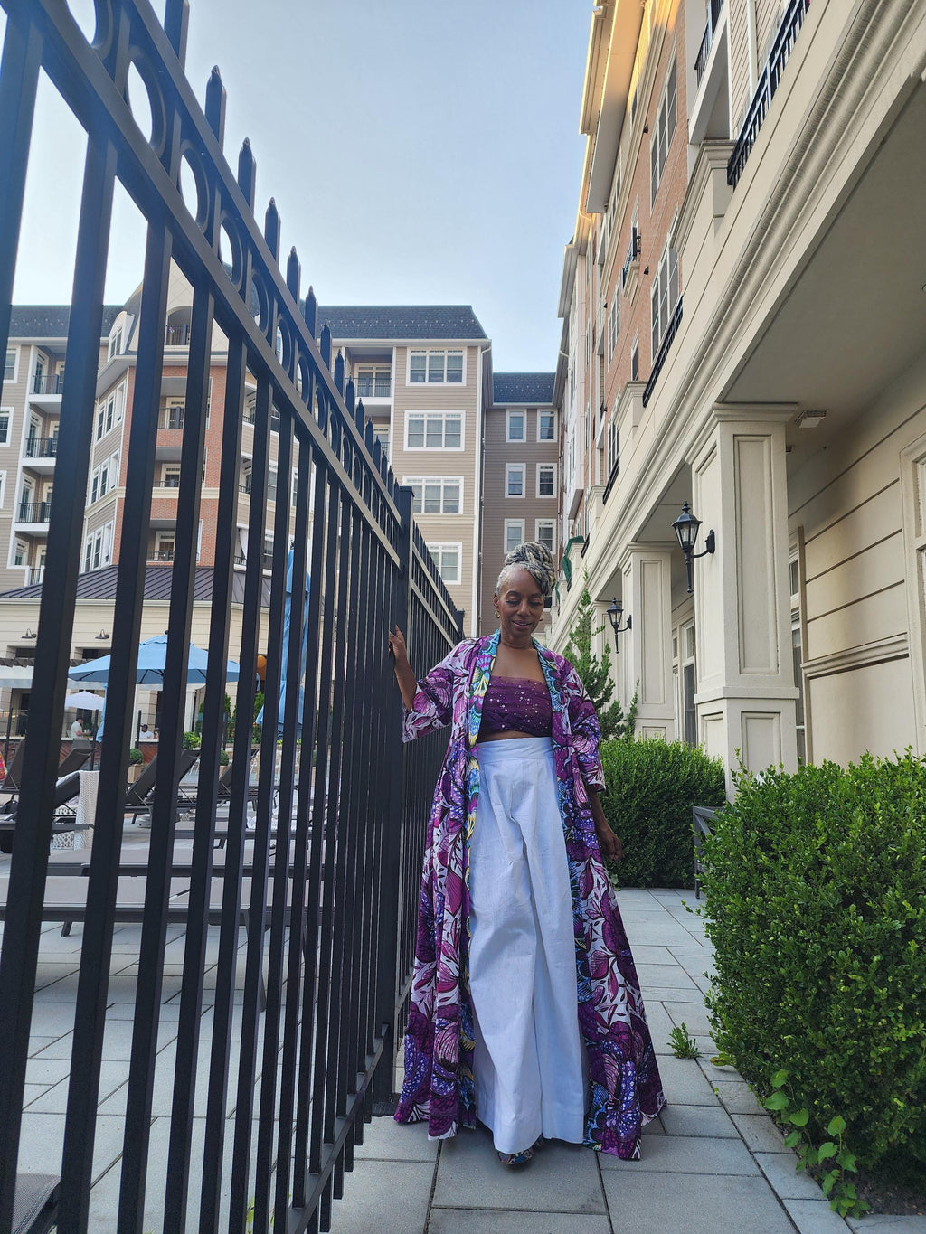 Floral Glitter African Wax Kimono: Maxi Duster Coat
