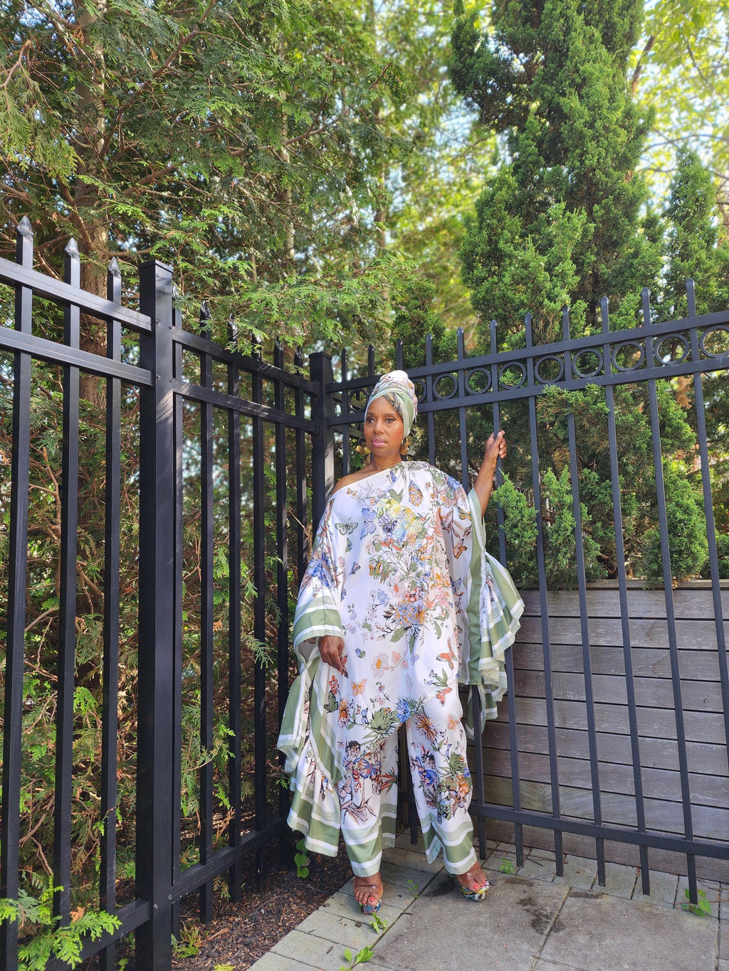 LiLiGirl Sequin Afro-Girl Kaftan Ruffle Sleeve Tunic Top with Pants & Scarf