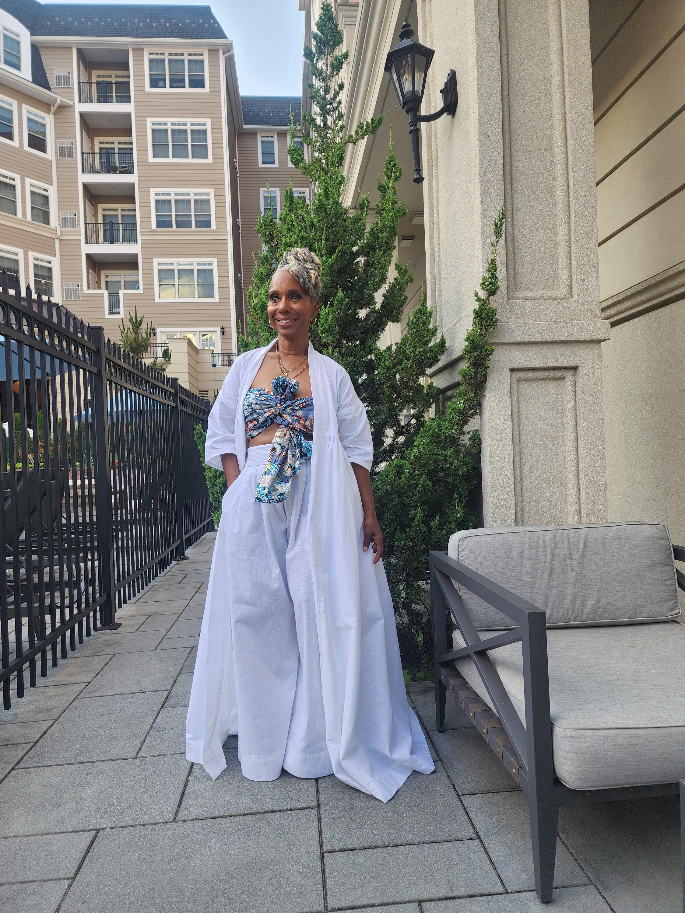 Harusi Kimono:  White Linen Maxi Duster Coat