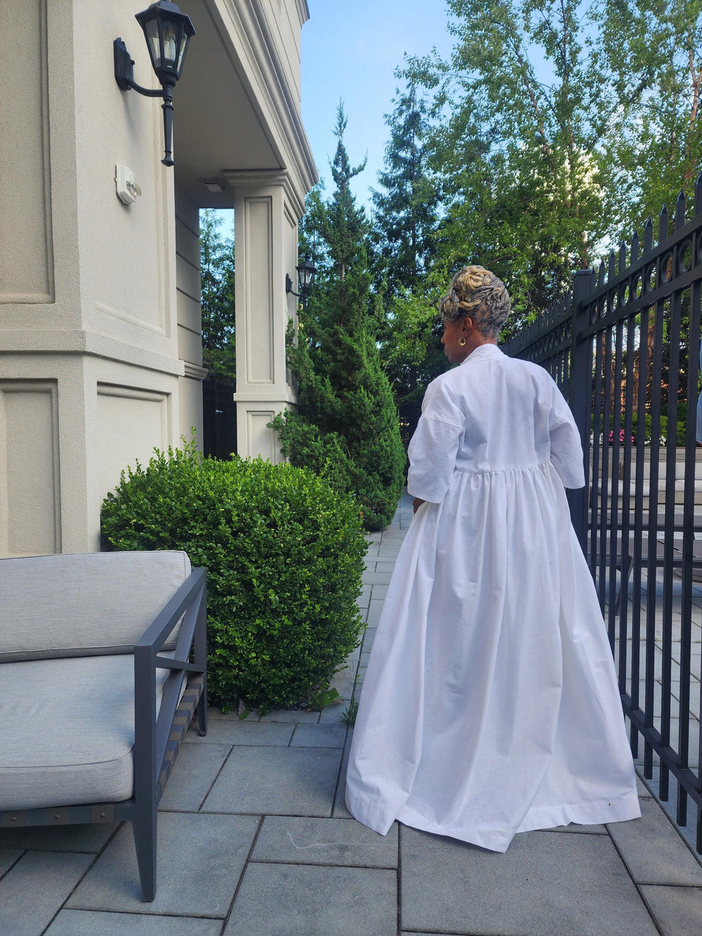 Harusi Kimono:  White Linen Maxi Duster Coat