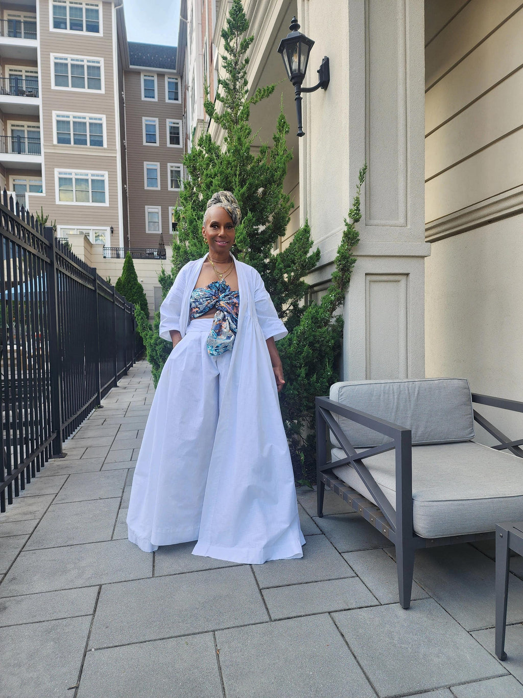 Harusi Kimono:  White Linen Maxi Duster Coat
