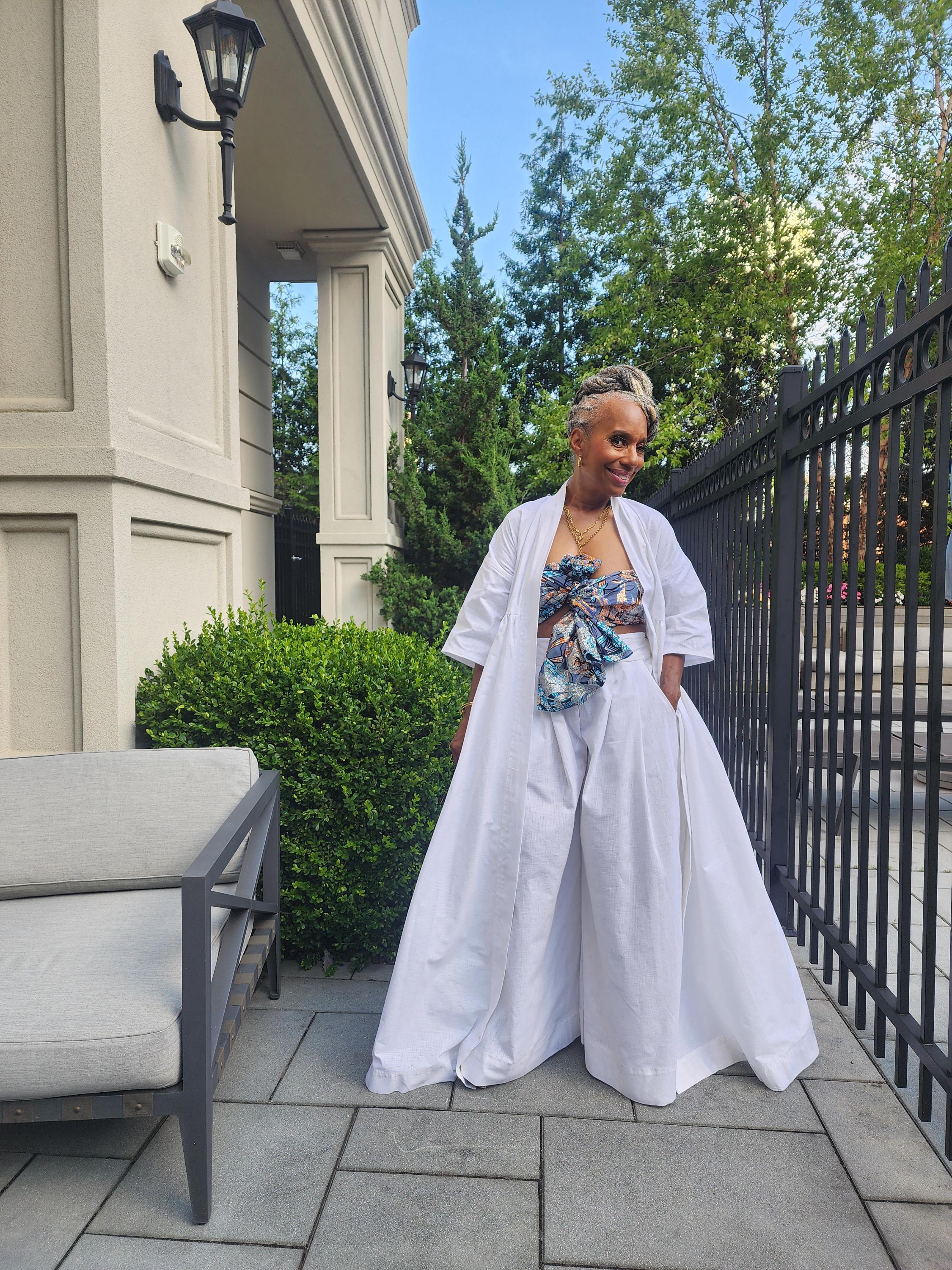 Harusi Kimono:  White Linen Maxi Duster Coat