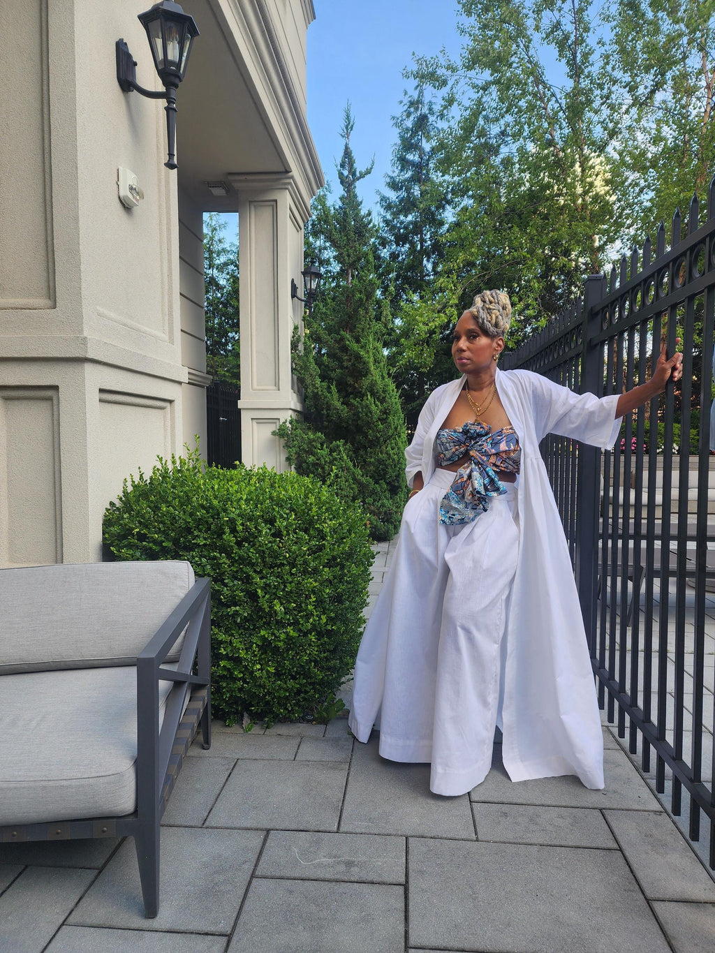 Harusi Kimono:  White Linen Maxi Duster Coat