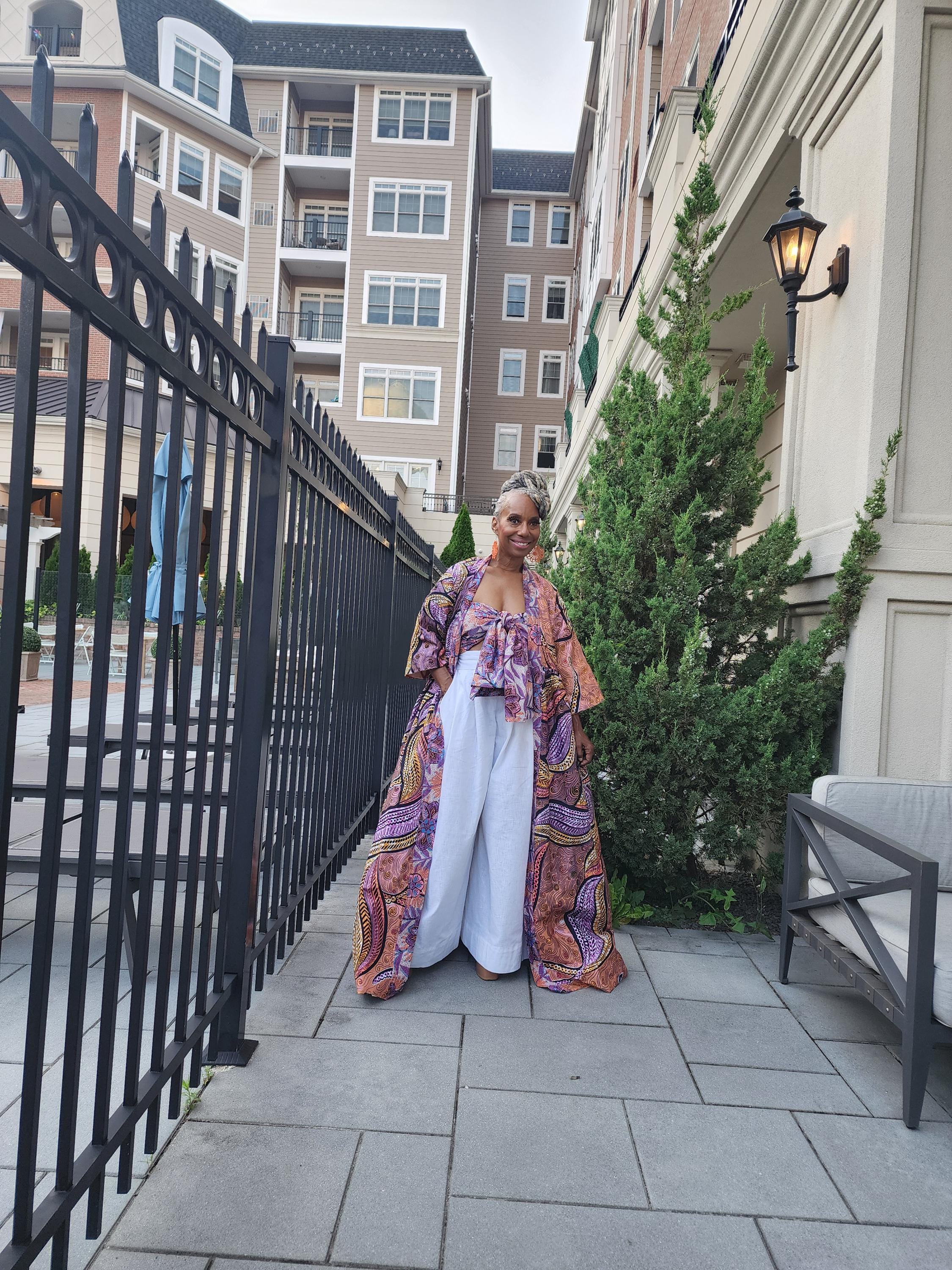 Reversible Harusi Kimono, African Wax Mix Print Kimono, Modest Church Dress, Full Length Duster