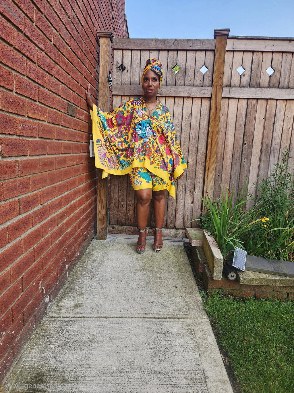 LiiLiiGiirl Sequin Afro-Girl Kaftan Tunic Top with Shorts & Scarf