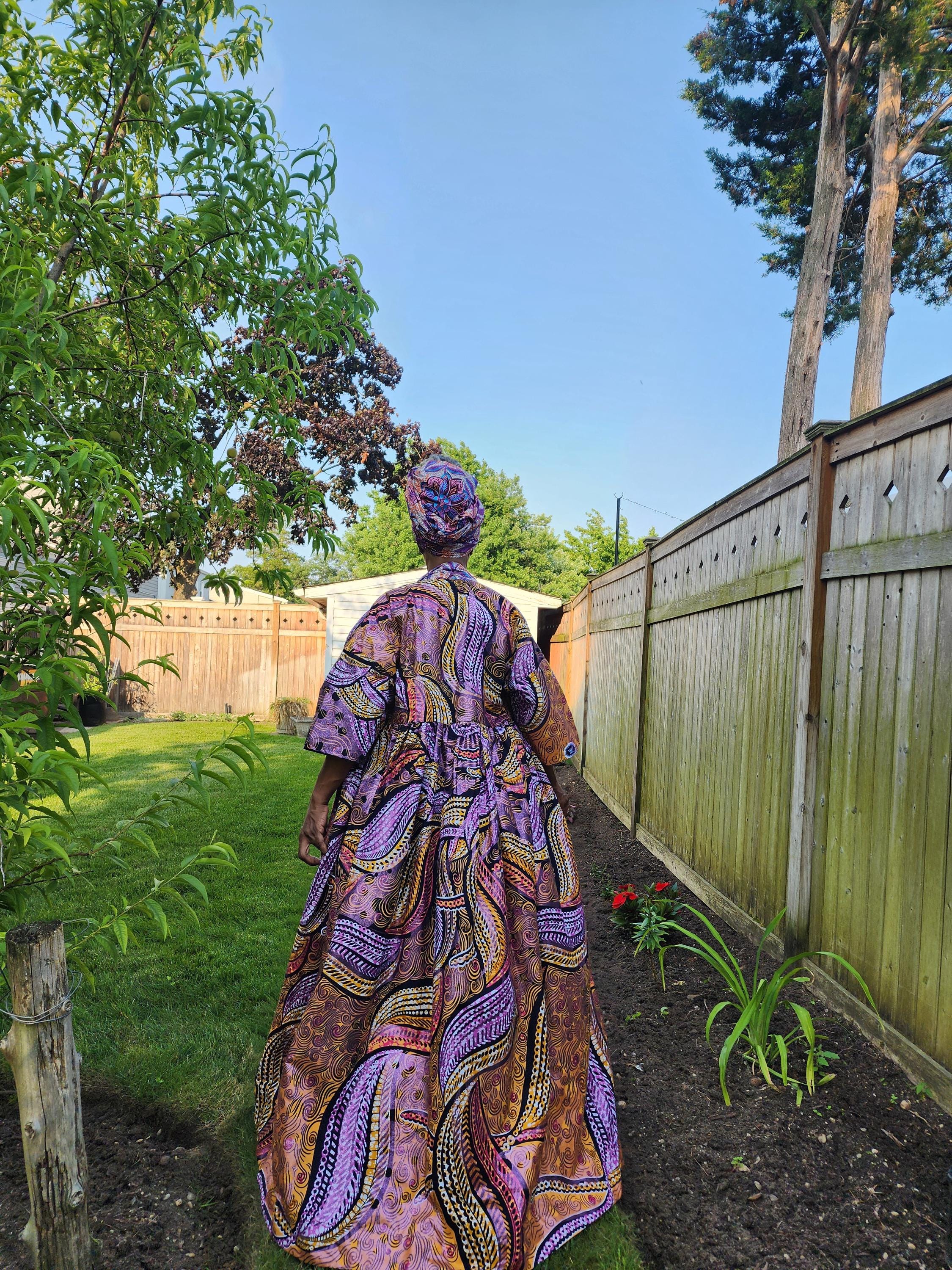 Glitter Print African Wax Kimono Robe: Harusi Bridal Duster