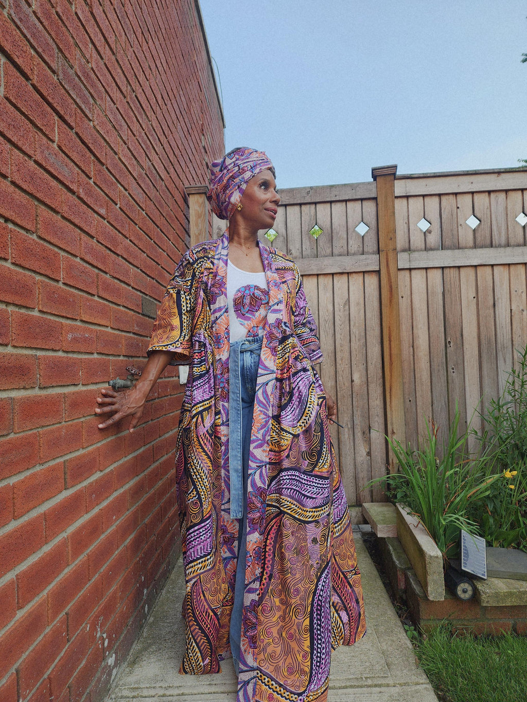 Glitter Print African Wax Kimono Robe: Harusi Bridal Duster