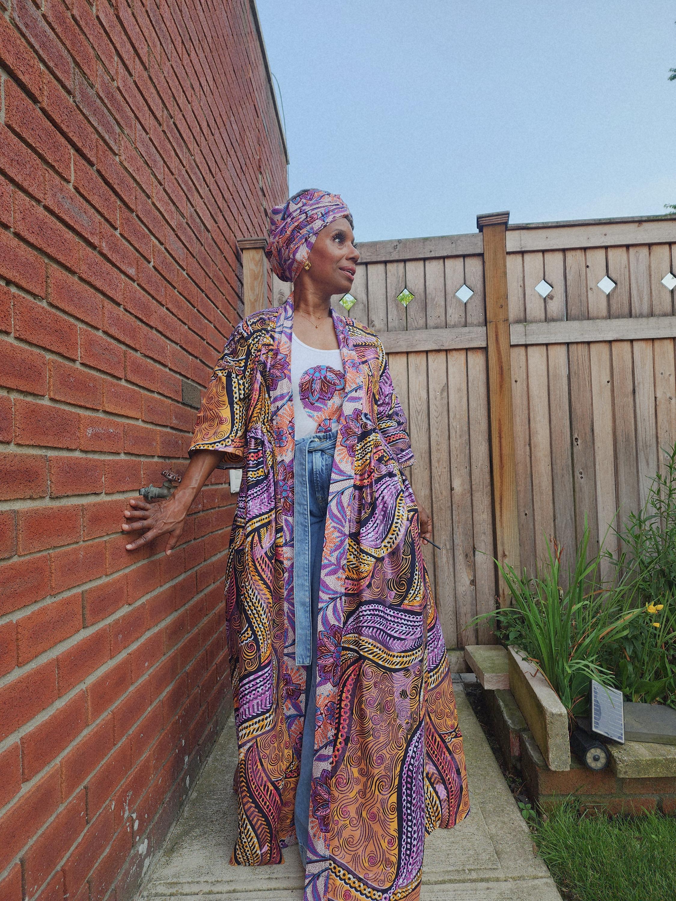 Glitter Print African Wax Kimono Robe: Harusi Bridal Duster