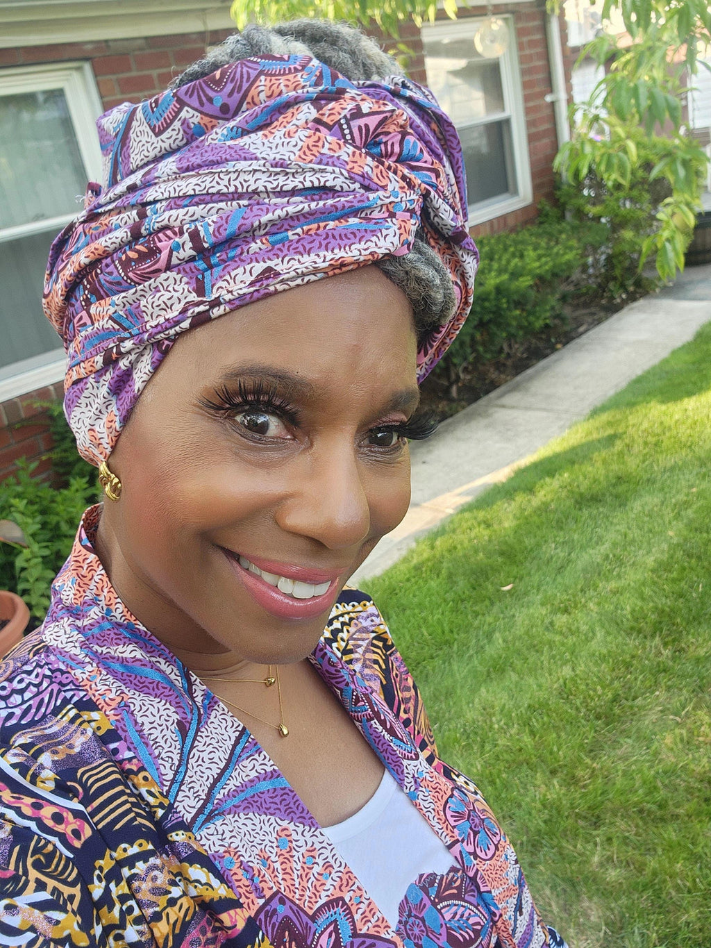 African Boho Tank Top with Headwrap, Glitter Wax Kimono Coordinate, Goddess Design