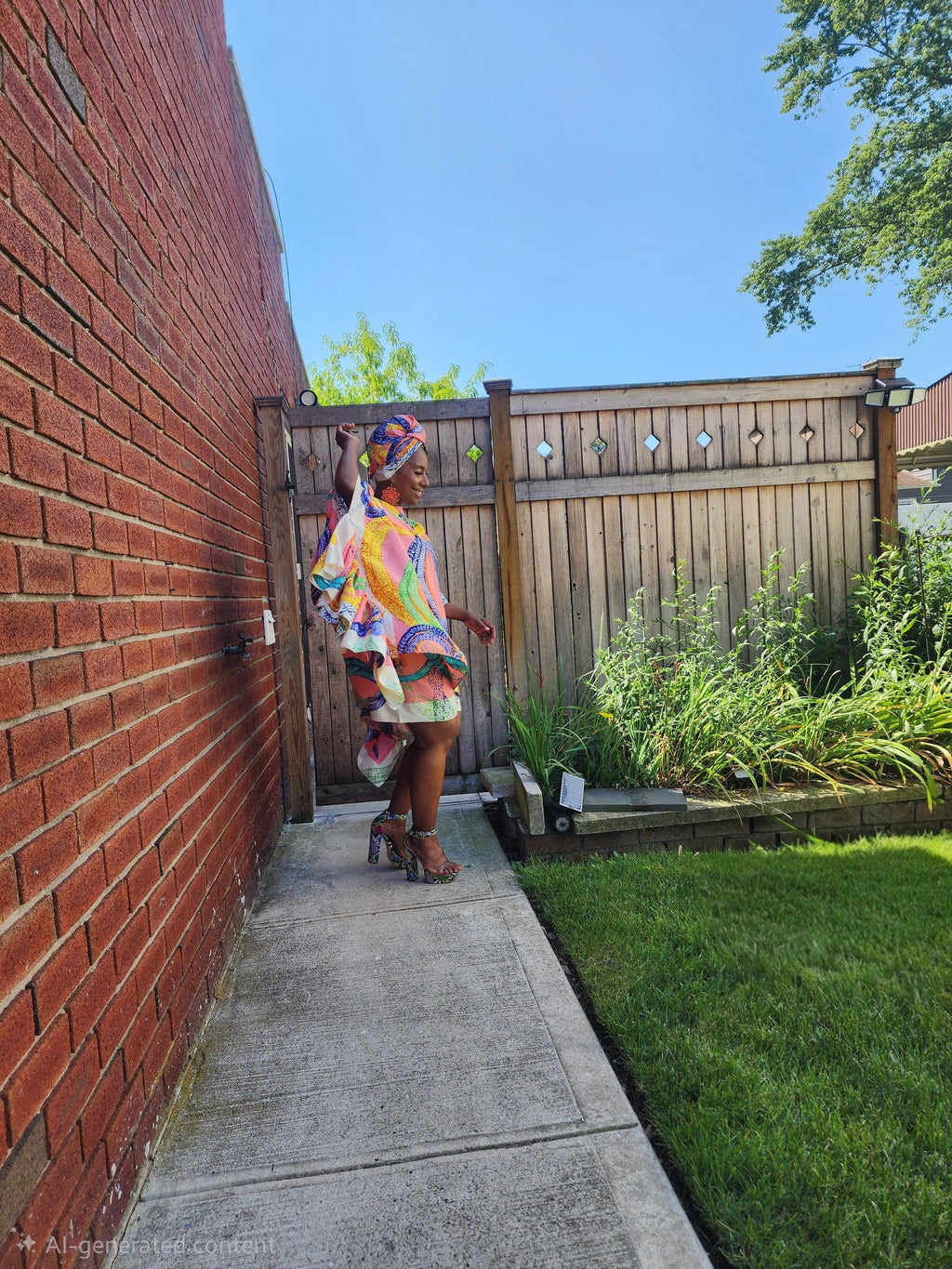 LiiLiiGiirl Sequin Afro-Girl Kaftan Ruffle Tunic Dress with Shorts & Scarf