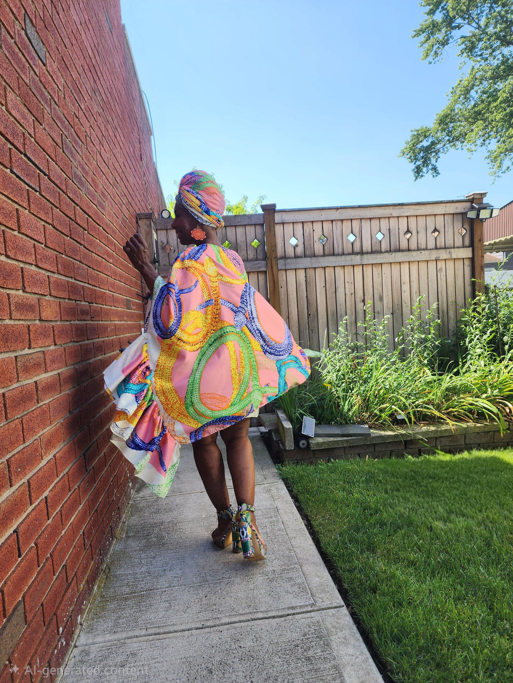 LiiLiiGiirl Sequin Afro-Girl Kaftan Ruffle Tunic Dress with Shorts & Scarf