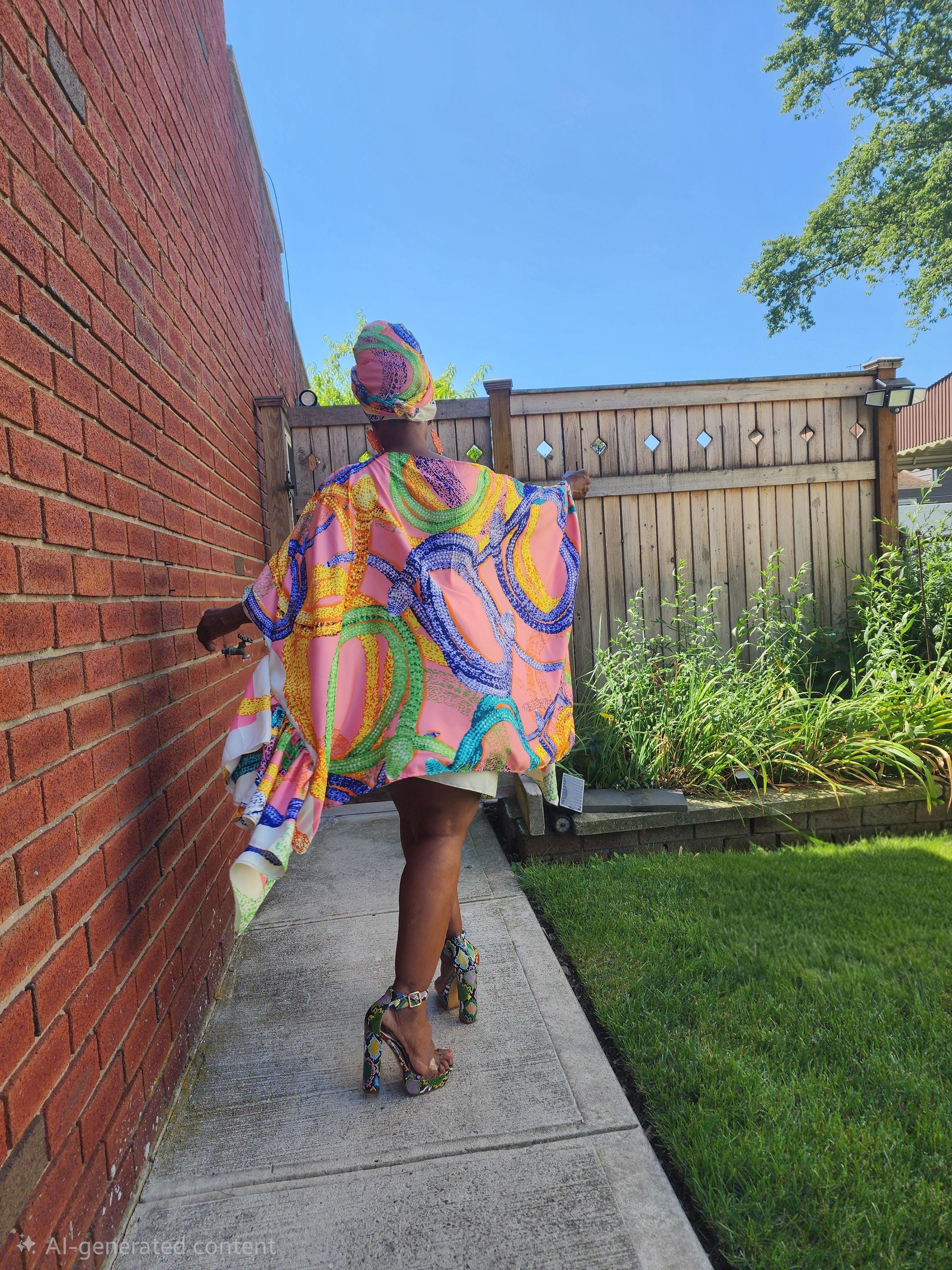 LiiLiiGiirl Sequin Afro-Girl Kaftan Ruffle Tunic Dress with Shorts & Scarf