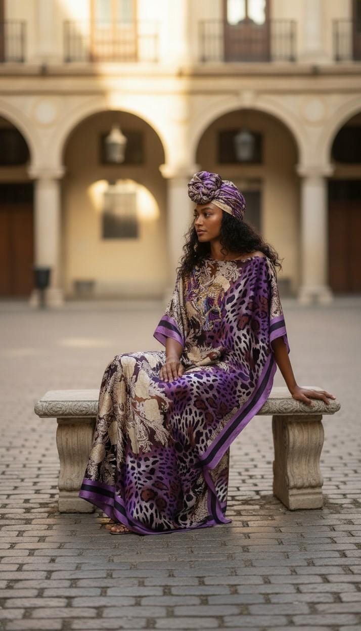 Sequin LiLiGirl Kaftan Dress and Scarf – Luxury Vacation Gift, One Size Fits Most  Dress